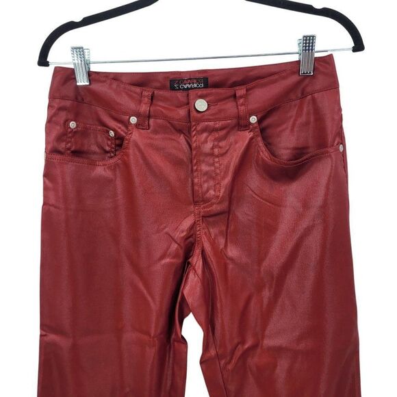 Vtg Z. Cavaricci Womens Red Waxed Denim Stretch Pants Sz 7‎ City Chic Rocker - Picture 4 of 10